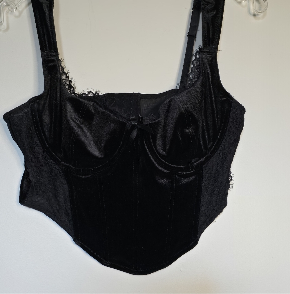 Black Satin Longline Bustier Corset Top - Women Intimates, Garage